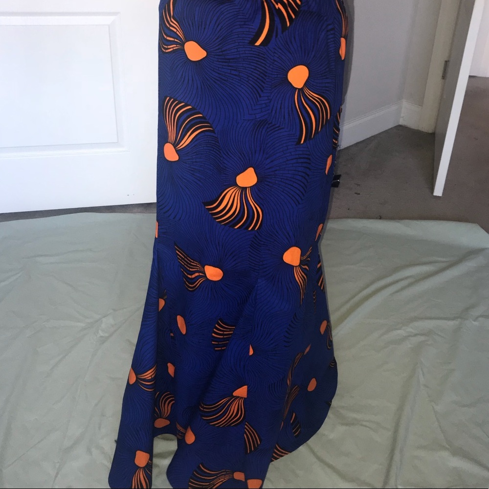 Blue and orange African print skirt